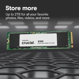 Crucial E100 Gen4 480 GB Desktop, Laptop Black, Green, White PCIe NVMe Internal Solid State Drive (SSD) (CT480E100SSD8) image 3
