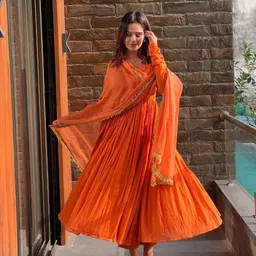 anni designer Solid Kurta, Palazzo & Dupatta Set image 3