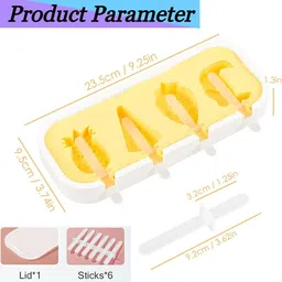 tlismi Strawberry Theme Silicone Ice Cream Molds with 6 Reusable Sticks Ice Lolly Kulfi Multicolor Silicone Ice Cube Tray image 2