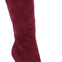 london rag Pointed Toe High Heeled Calf Boot In Burgundy Boots For Women-picture-12