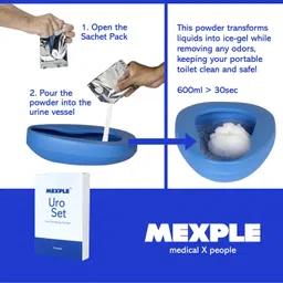 mexple Peepod Urinal Pot With Uroset Urine Solidifier Urine Absorbent Powder | Portable Urine Pot image 4
