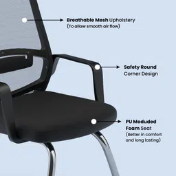 da urban Dysen Black Mesh Mid Back | Ergonomic | Heavy Duty Frame | Study Chair | Mesh Office Visitor Chair image 3