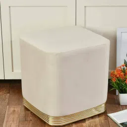 riance creations Blueberry Fabric Pouffe in Cream Colour image 1