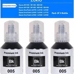 tequo 005 Ink 3 Bottle for Epson 3 Bottle M2140, M2170, M3140, M3170, M1100, Printers Black Ink Bottle image 2
