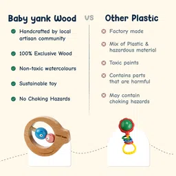 baby yank Wooden Smiley Rattle for New Born Baby, Infants; Wooden Rattles Toy; Non Toxic Rattle image 4