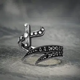 zebisco Adjustable Stainless Steel Zulfiqar Sword Ring – Antique Finish Islamic Jewelry Stainless Steel Silver Plated Ring image 2