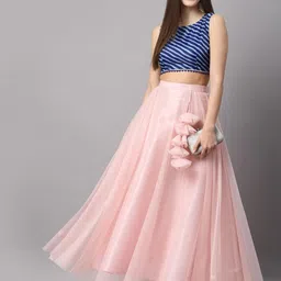 NEUDIS Blue Striped Lehariya Crop Top image 3