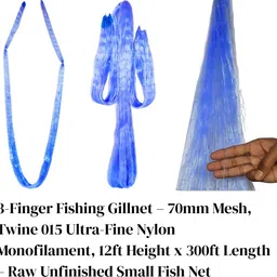 netking 3 Finger 70mm Mesh Fishing Gillnet – Twine 015, 12ft x 250–300ft, Raw Net Fishing Net-picture-17
