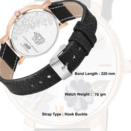 SWADESI STUFF Women Black Printed Dial & Black Leather Straps Analogue Watch FLOWER BLACK image 2