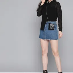 sassafras Women Regular Fit Self Design Curved Collar Casual Shirt image 4