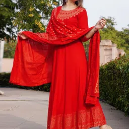 KALINI Ethnic Motifs Printed Sequinned Anarkali Kurta image 2