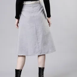 tokyo talkies Women Solid Flared Grey Skirt image 3