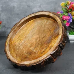 naayaab craft Handmade & Handcrafted Sheesham Round Wooden Serving Tray 1pcs (26 x 26 x 3.5 cm) Tray-picture-12