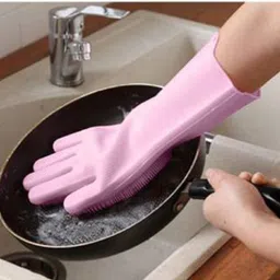 Nikku creation Home Magic Silicone Dish Washing Hand Gloves for Cleaning, Kitchen, Car, Bathroom and Pet Grooming (Color as per availability) - 1 Pair Wet and Dry Glove-picture-45