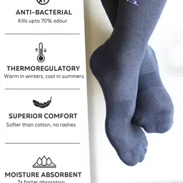 Heelium Unisex Pack of 2 Odour-Free Breathable Bamboo Crew Length Socks image 5