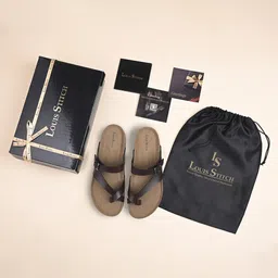 louis stitch Men Brunette Brown Lightweight Open Toe Ring, Slip-On Cork Sandal UK-6 Sandal image 4