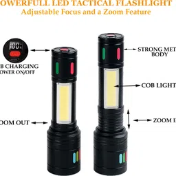 regals choice LED Torch with Zoomable Beam and Side Light 3 hrs Torch Emergency Light image 3