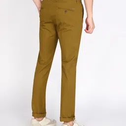 peter england Men Slim Fit Khaki Cotton Blend Trousers image 4