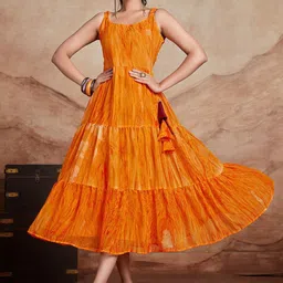 Sangria Printed Sleeveless Anarkali Ethnic Dress image 1