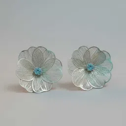 nmrk,r r enterprises FLORAL STUD EARRINGS WITH STONE Stainless Steel Stud Earring image 1
