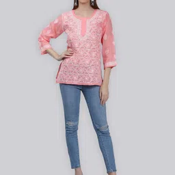 Seva Chikan Ethnic Motifs Embroidered Chikankari Kurti image 4