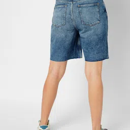 only Solid Women Blue Denim Shorts image 4