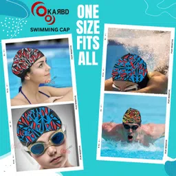 karbd Pattern Design Silicone Swim Cap Unisex Universal Size Swimming Pool Head Cap Swimming Cap image 2