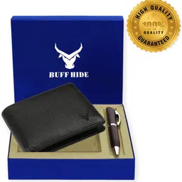 buffhide Men Casual, Formal Black Genuine Leather RFID Wallet image 1