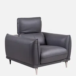 durian Arnett Leather 1 Seater In Grey Colour image 5
