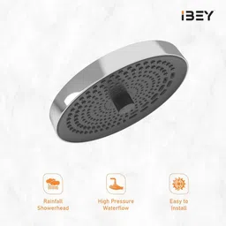 ibey Round ABS Overhead Shower Head | High-Pressure Durable Wide Spray for Bathroom Fixed Mount image 3