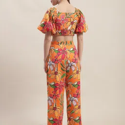 BLANC9 Printed V-Neck Crop Top With Palazzos Co-Ords image 3