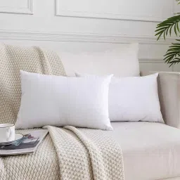 mfd home furnishing White Satin Solid 18x12 inches Cushion Inserts (2 Pieces) image 1