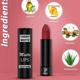 PERPAA Set of 2 Cremy Matte Long Lasting Lipsticks 3.5g Each - Natural Pink + Rose Red image 3