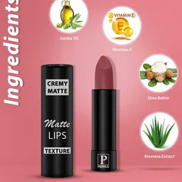 PERPAA Set of 2 Cremy Matte Long Lasting Lipsticks 3.5g Each - Natural Pink + Brick Red image 3