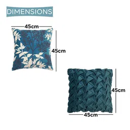 Ode & Cleo Teal & White 5 Pieces Embroidered Pure Cotton Square Cushion Covers image 4