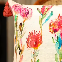 SANSKRUTIHOMES White & Red Floral Velvet Square Cushion Covers image 3