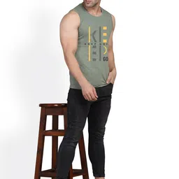 SLOWLORIS Pack Of 2 Printed Bio-Washed Gym Vests SL26 ( LGTGREEN KEEP ) ( WHITE NVR ) image 4