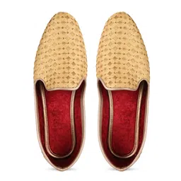 Aristitch Men Gold-Toned Textured Synthetic leather Mojaris image 3