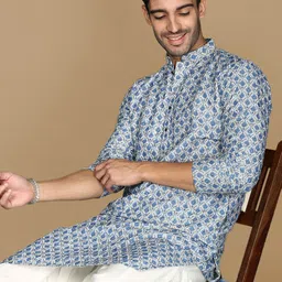 here&now x sanwara Sanwara Ethnic Motifs Printed Sequinned Mandarin Collar Straight Kurta image 3