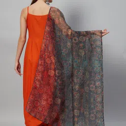 InWeave Women Orange Kurta with Palazzos & With Dupatta image 5