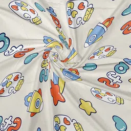 LABHAM Kids Mania Beige & Red Graphic Cotton 144 TC King Bedsheet With 2 Pillow Covers image 4