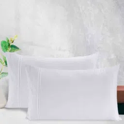 aurave White Plain Solid 400 TC Cotton Satin Pillow Covers-picture-17