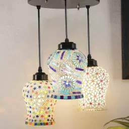 new era Vintage Multicolour Glass Cluster Hanging Light image 1