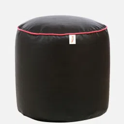 mintwud from pepperfry Classic Round Pouffe With Beans In Black Colour image 3