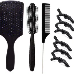crazzyshopperz professional flat comb round comb 1 stick comb and 6clip-picture-40