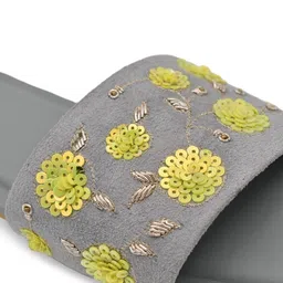 SHRIVAS BY ARCHITA MEHTA Huma Embellished Suede Open Toe Flats image 2