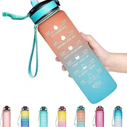 krishviha 1L Motivational Water Bottle With Time Marker For Office Gym Travel School 1000 ml Water Bottle image 4