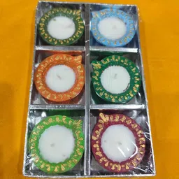 Shubh Mangalam Set of 6 Handcrafted Terracotta Soy Wax DIyas Terracotta (Pack of 6) Table Diya Set-image-8