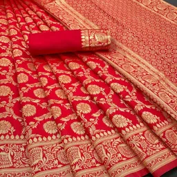 erika Woven Kanjivaram Jacquard, Art Silk Saree image 3