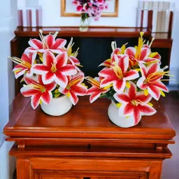 chhavi cosmetics pink lily pot Bonsai Wild Artificial Plant with Pot image 3